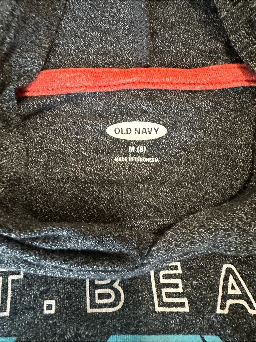 Old Navy Dark Gray Kids Hooded Long Sleeve Tee with Tropical Graphic